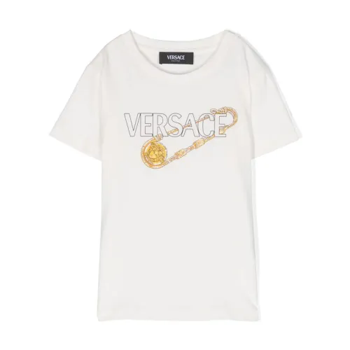 Versace , Kids T-shirts and Polos with Medusa Head Logo ,White female, Sizes: