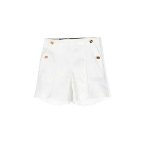 Versace , Kids White Cotton Shorts with Signature Details ,White female, Sizes: