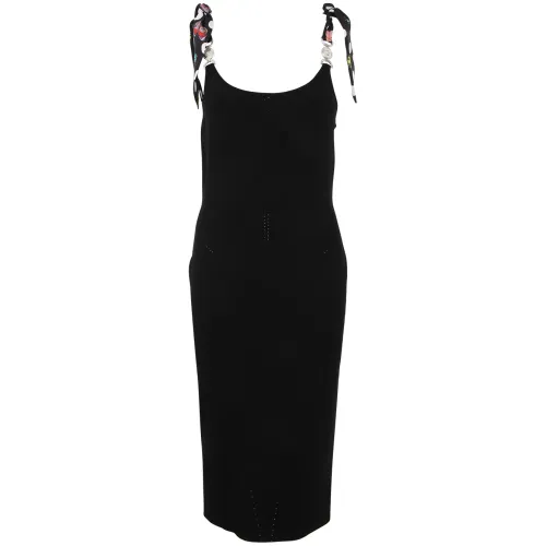 Versace , Knit Dress Polka Dots Silk Twill Inserts Serie ,Black female, Sizes: