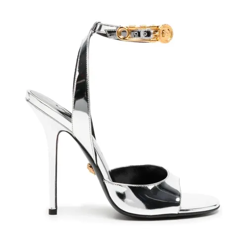 Versace , Laminated High Sandals ,White female, Sizes: