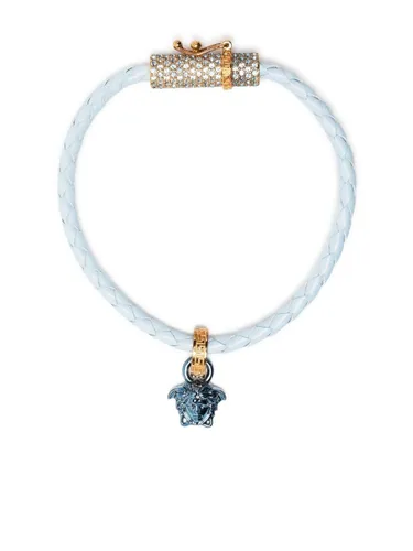 Versace leather crystal-embellished bracelet - Blue