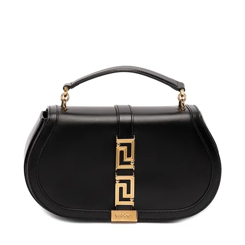 Versace , Leather Greca Goddess Handle Bag ,Black female, Sizes: ONE SIZE