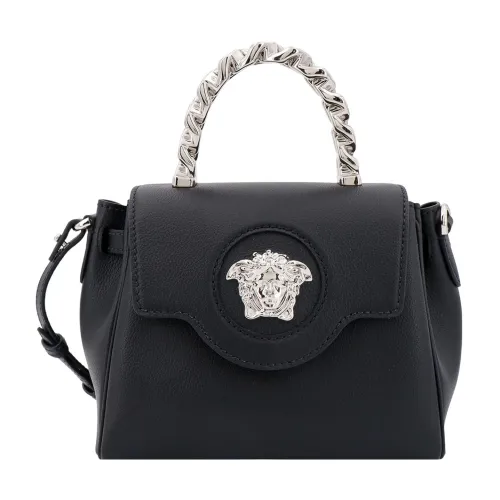 Versace , Leather Handbag with Metal Medusa Logo ,Black female, Sizes: ONE SIZE