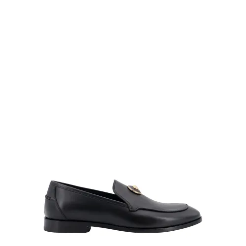Versace , Leather Slippers with Medusa Detail ,Black male, Sizes: