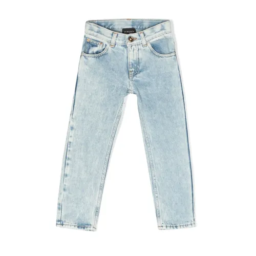 Versace , Light blue stretch denim cotton boy Versace jeans ,Blue male, Sizes: