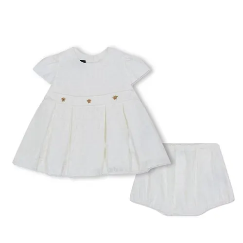 VERSACE Logo Dress And Bloomers Set Baby Girls - White