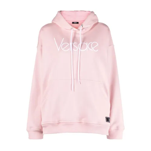 Versace , Logo Embroidery Hoodie ,Pink female, Sizes: