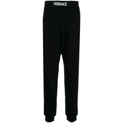Versace , Logo Waistband Track Pants ,Black male, Sizes: