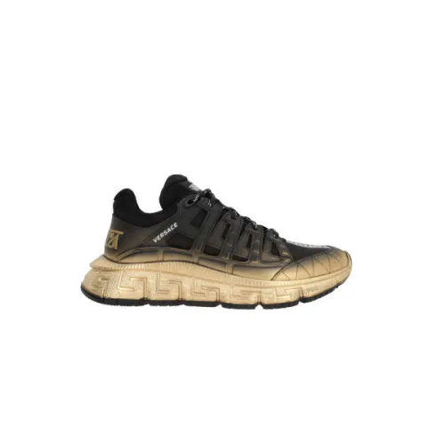 Versace , Low-top Sneakers in Black and Gold ,Black male, Sizes: