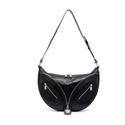 Versace , Medium Hobo Calf Leather bag ,Black female, Sizes: ONE SIZE