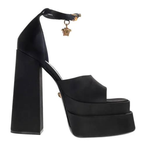 Versace , Medusa Aevitas Platform Sandals with Charms ,Black female, Sizes: