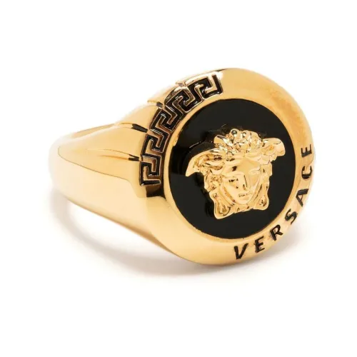 Versace , Medusa-Plaque Ring ,Black male, Sizes: 56 MM, 58 MM, 60 MM