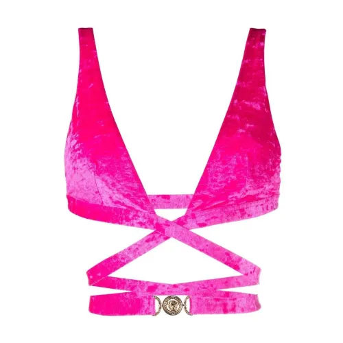 Versace , Medusa Plaque Triangle Bikini Top ,Pink female, Sizes: