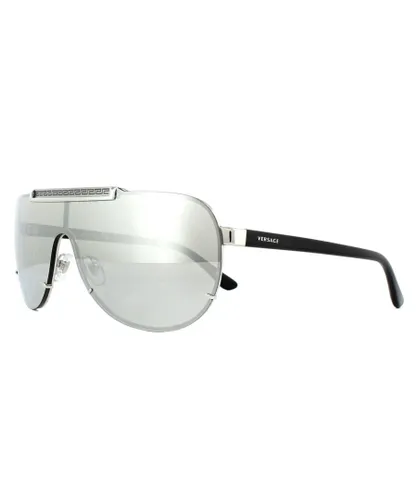 Versace Mens Sunglasses VE2140 10006G Silver Light Grey Mirror Metal - One