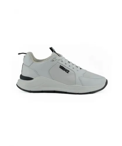 Versace Mens White Calf Leather Sneakers