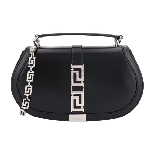 Versace , Metal Detail Leather Handbag ,Black female, Sizes: ONE SIZE