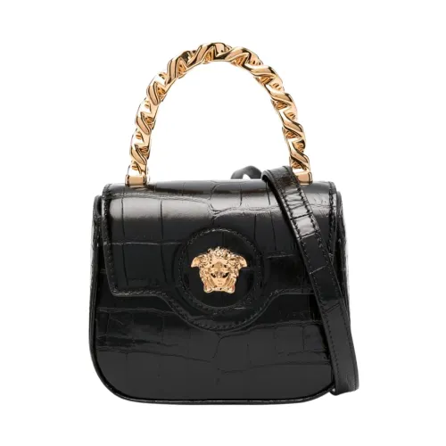 Versace , Mini Top Handle Calf Leather Bags ,Black female, Sizes: ONE SIZE