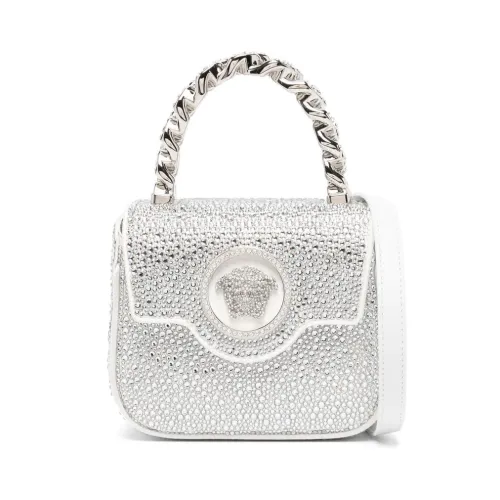 Versace , Optical White-Palladium Crystal La Medusa Mini Bag ,White female, Sizes: ONE SIZE
