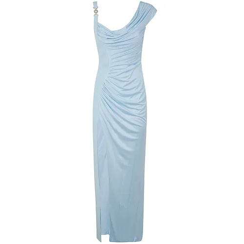 Versace , Pale Blue Jersey Gown Fabric ,Blue female, Sizes: