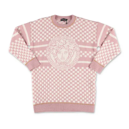 Versace , Pink and white wool Versace knit dress ,Pink female, Sizes: