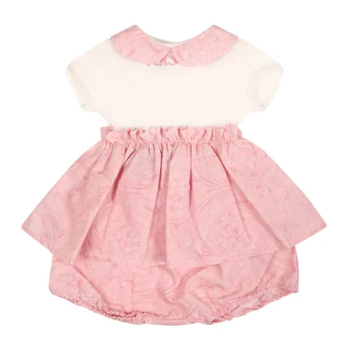 Versace , Pink Baby Girl Dress with Baroque Print ,Pink female, Sizes: