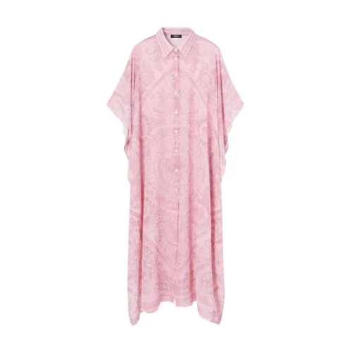 Versace , Pink Barocco Print Chiffon Dress ,Pink female, Sizes: ONE