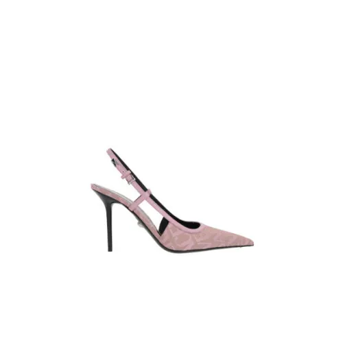 Versace , Pink Jacquard Slingback with Stiletto Heel ,Pink female, Sizes: