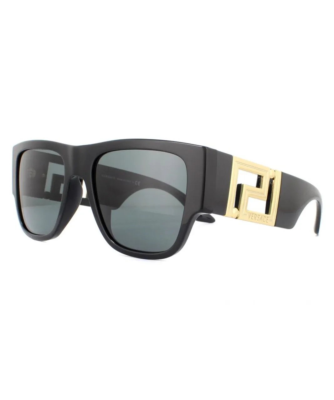 Versace Rectangle Mens Black Dark Grey Sunglasses - One