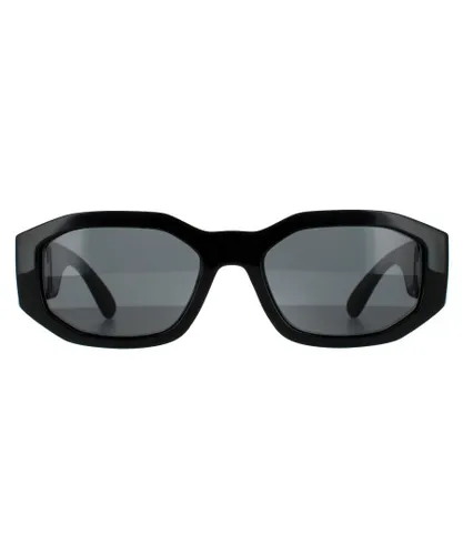 Versace Rectangle Unisex Black Dark Grey Sunglasses - One