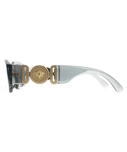 Versace Rectangle Unisex Transparent Grey Light Silver Mirror VE4361 Sunglasses - One