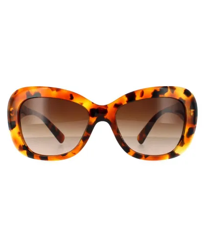 Versace Rectangle Womens Light Havana Brown Gradient Sunglasses - One