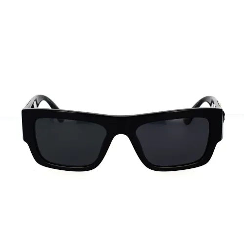 Versace , Rectangular Sunglasses with Detailed Design ,Black unisex, Sizes: