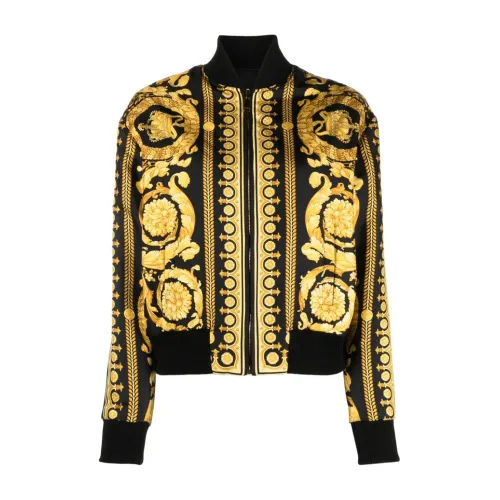 Versace , Reversible Silk Bomber Jacket ,Multicolor female, Sizes: