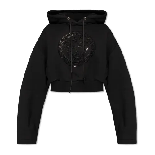 Versace , Sequinned hoodie ,Black female, Sizes:
