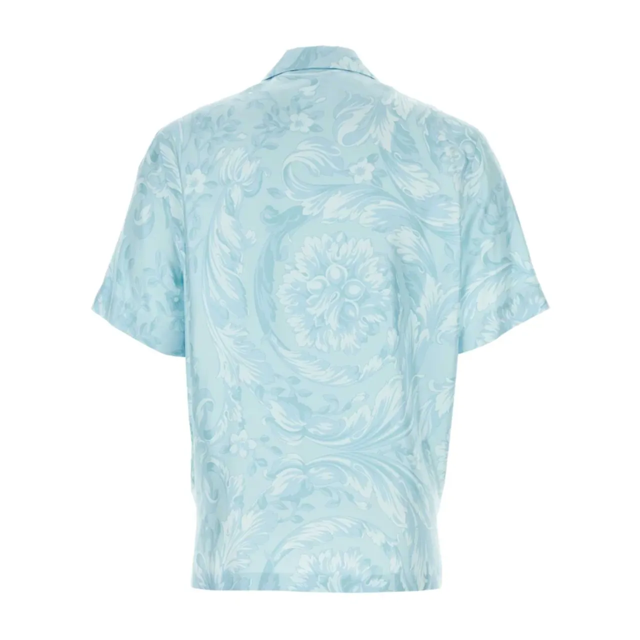 Versace , Silk Printed Shirt ,Blue male, Sizes: