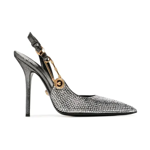 Versace , Silver Heel Safety Pin Pumps ,Gray female, Sizes:
