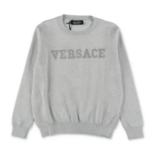 Versace , Silver Lurex Girl Jumper ,Gray female, Sizes: