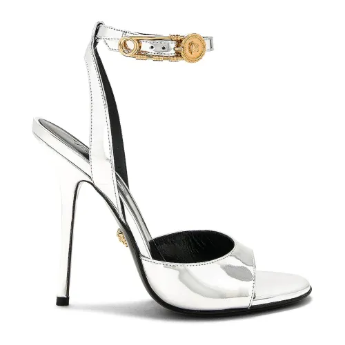 Versace , Silver Patent Leather Sandals ,Gray female, Sizes:
