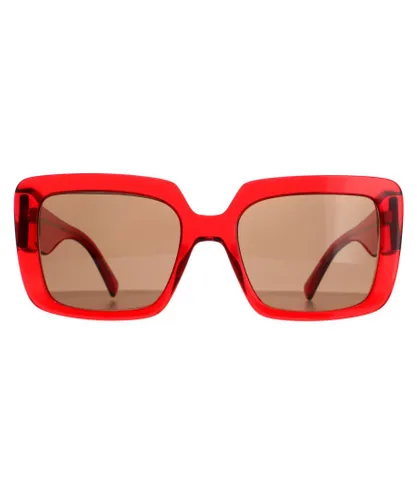 Versace Square Womens Transparent Red Dark Brown VE4384B Sunglasses - One