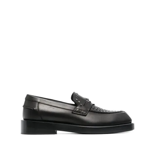 Versace , Studded Square-Toe Loafers ,Black male, Sizes: