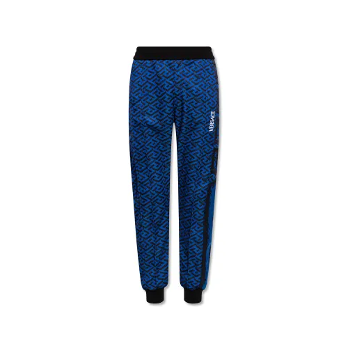 Versace , Trousers with La Greca motif ,Blue male, Sizes:
