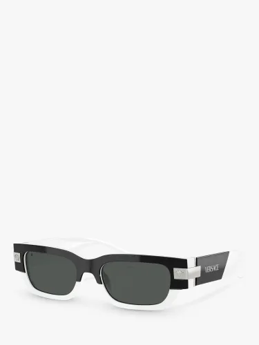 Versace VE4465 Men's Rectangular Sunglasses - Top Black on White/Grey - Male