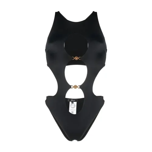 Versace , Velvet Medusa Plaque Swimsuit ,Black female, Sizes:
