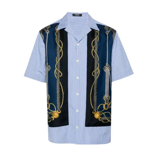 Versace , Versace Shirts Blue ,Blue male, Sizes: