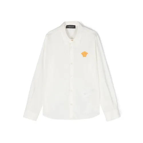 Versace , White Cotton Poplin Boy Shirt ,White male, Sizes: