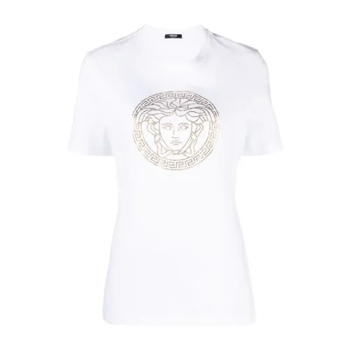 Versace , White Foil Debossed Medusa T-shirts and Polos ,White female, Sizes: