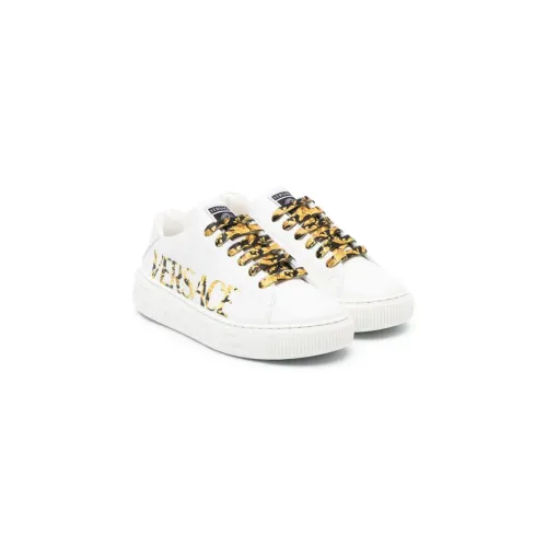 Versace , White Leather Girl Sneakers ,White female, Sizes: