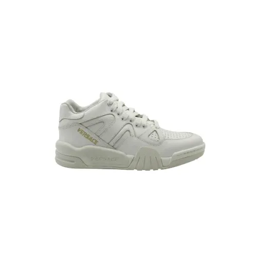Versace , White Leather Paneled Sneakers ,White female, Sizes: