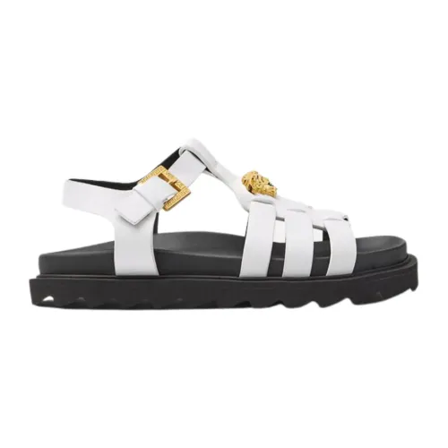 Versace , White Medusa Leather Sandals ,White male, Sizes:
