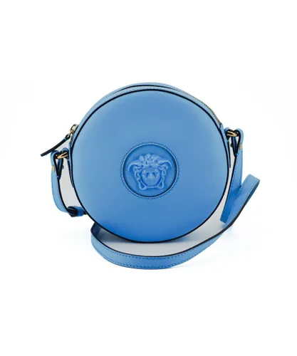 Versace WoMens Blue Calf Leather Round Disco Shoulder Bag - One Size